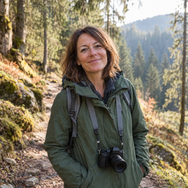 Katrin Albrecht, Landschaftsfotografin, am Waldrand im Schwarzwald